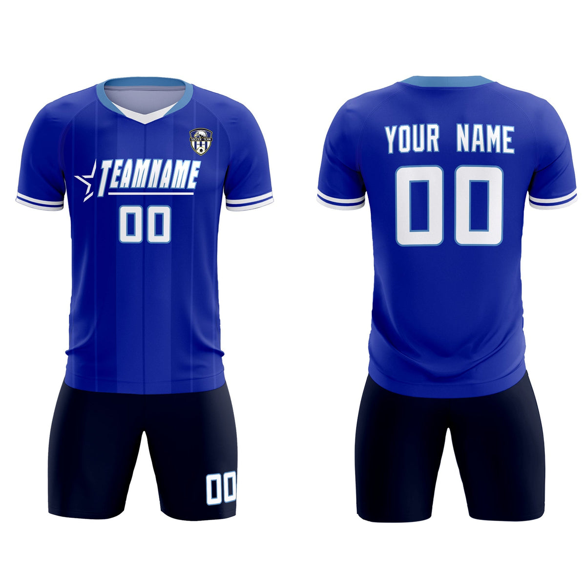 Custom Royal Classic Striped Personalized Football Kit Jersey