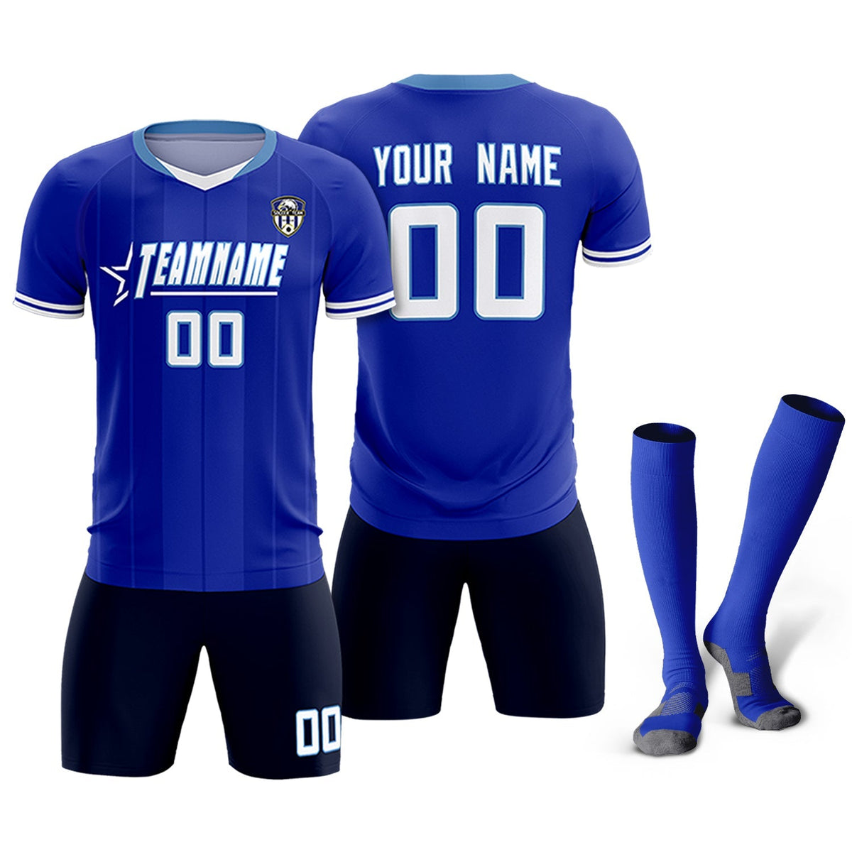 Custom Royal Classic Striped Personalized Football Kit Jersey