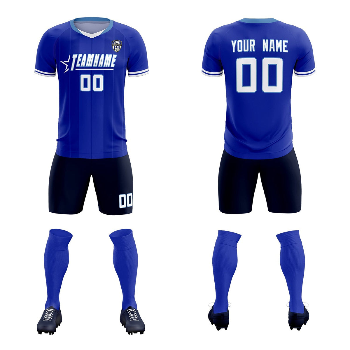 Custom Royal Classic Striped Personalized Football Kit Jersey
