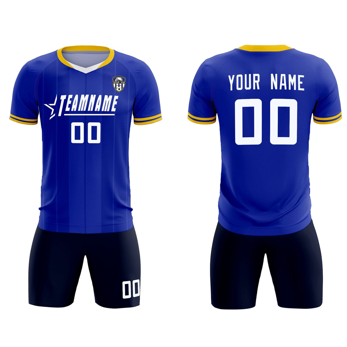 Custom Royal Classic Striped Personalized Football Kit Jersey