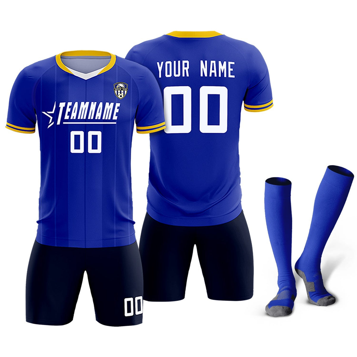 Custom Royal Classic Striped Personalized Football Kit Jersey