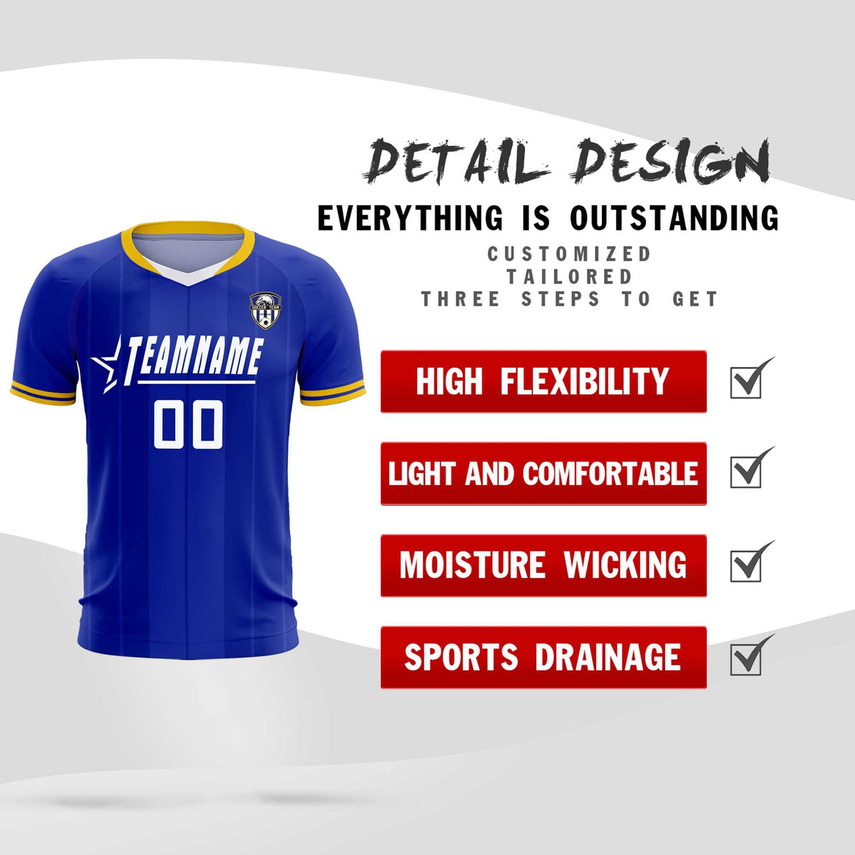 Custom Royal Classic Striped Personalized Football Kit Jersey