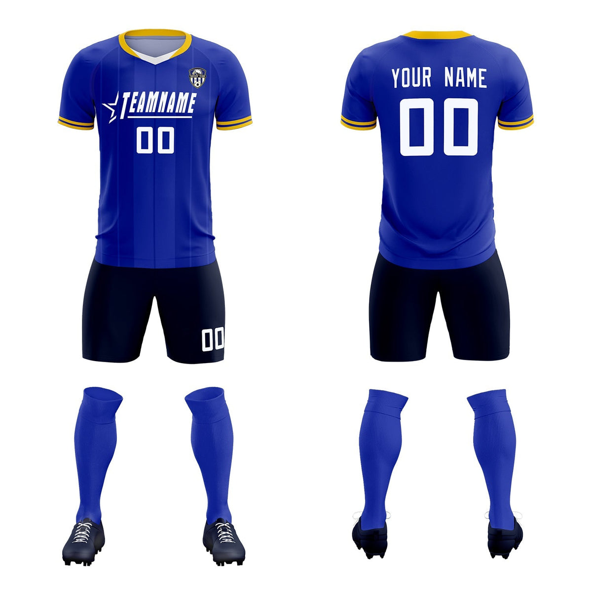 Custom Royal Classic Striped Personalized Football Kit Jersey