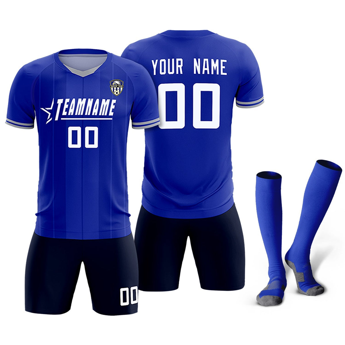 Custom Royal Classic Striped Personalized Football Kit Jersey