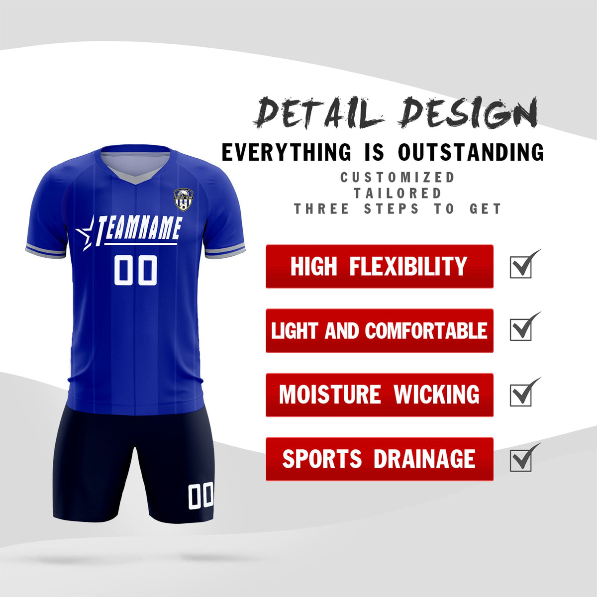 Custom Royal Classic Striped Personalized Football Kit Jersey