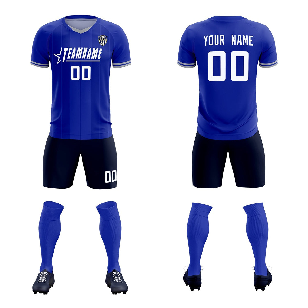 Custom Royal Classic Striped Personalized Football Kit Jersey
