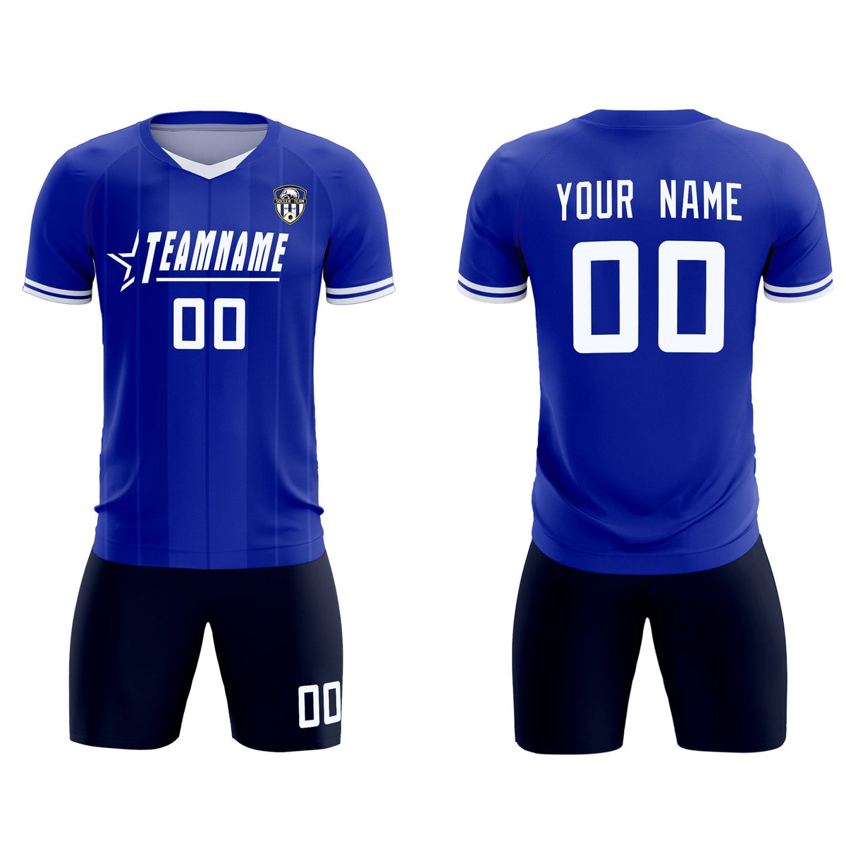 Custom Royal Classic Striped Personalized Football Kit Jersey