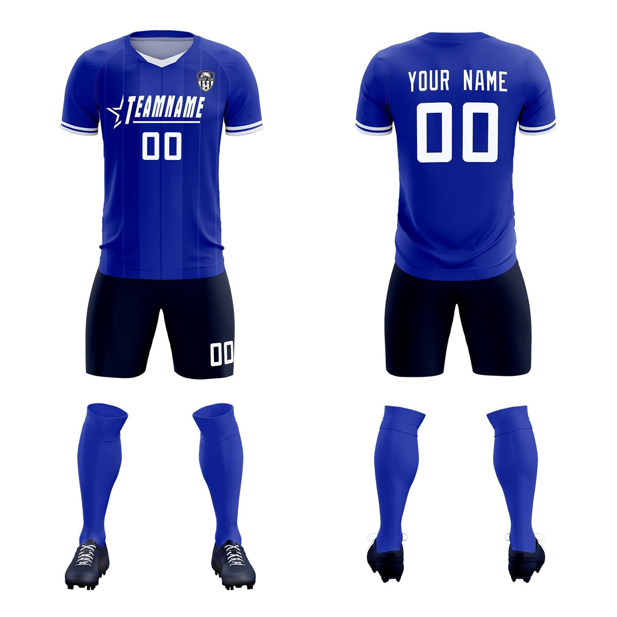 Custom Royal Classic Striped Personalized Football Kit Jersey