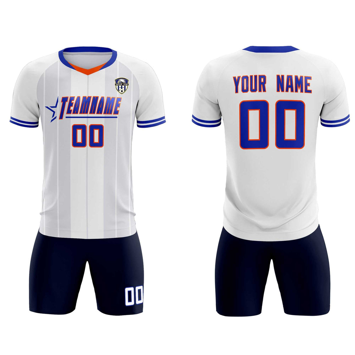 Custom White Classic Striped Personalized Football Kit Jersey