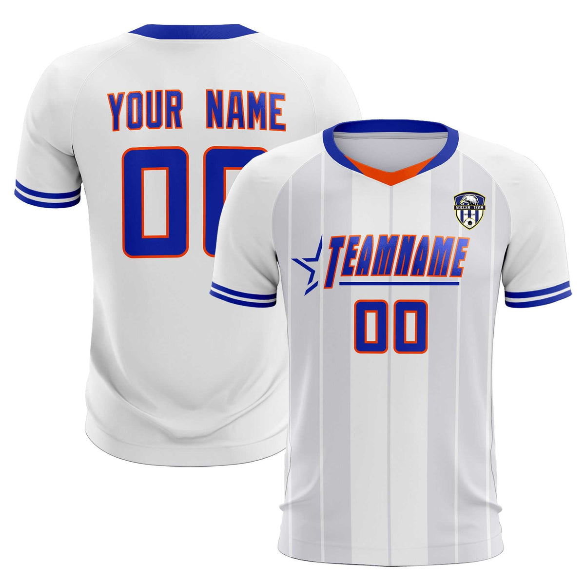 Custom White Classic Striped Personalized Football Kit Jersey