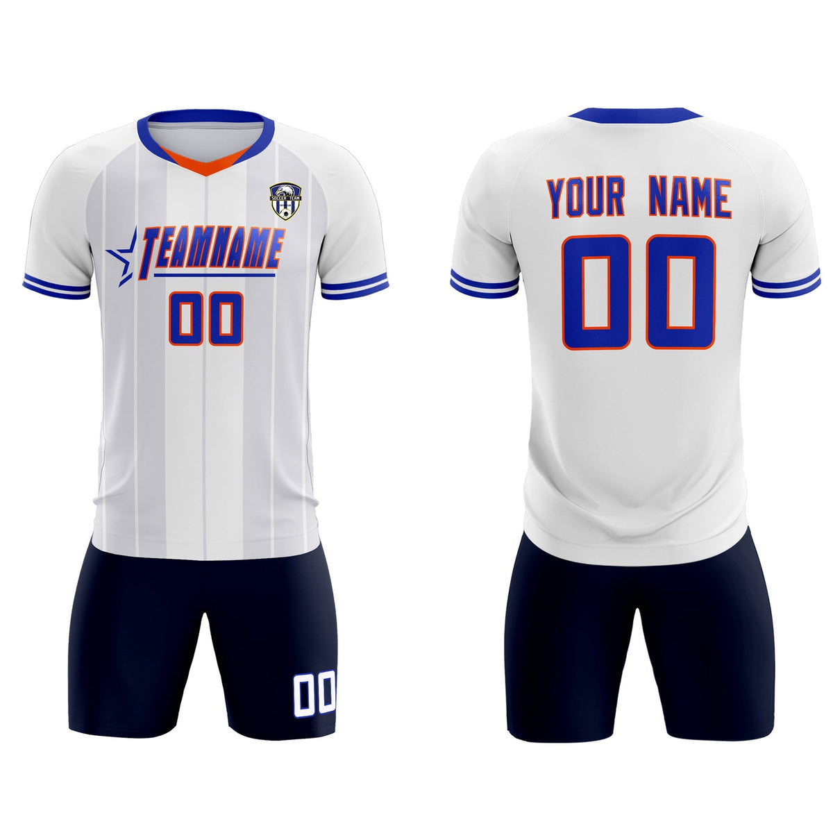 Custom White Classic Striped Personalized Football Kit Jersey