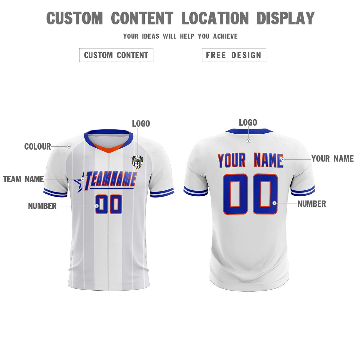 Custom White Classic Striped Personalized Football Kit Jersey