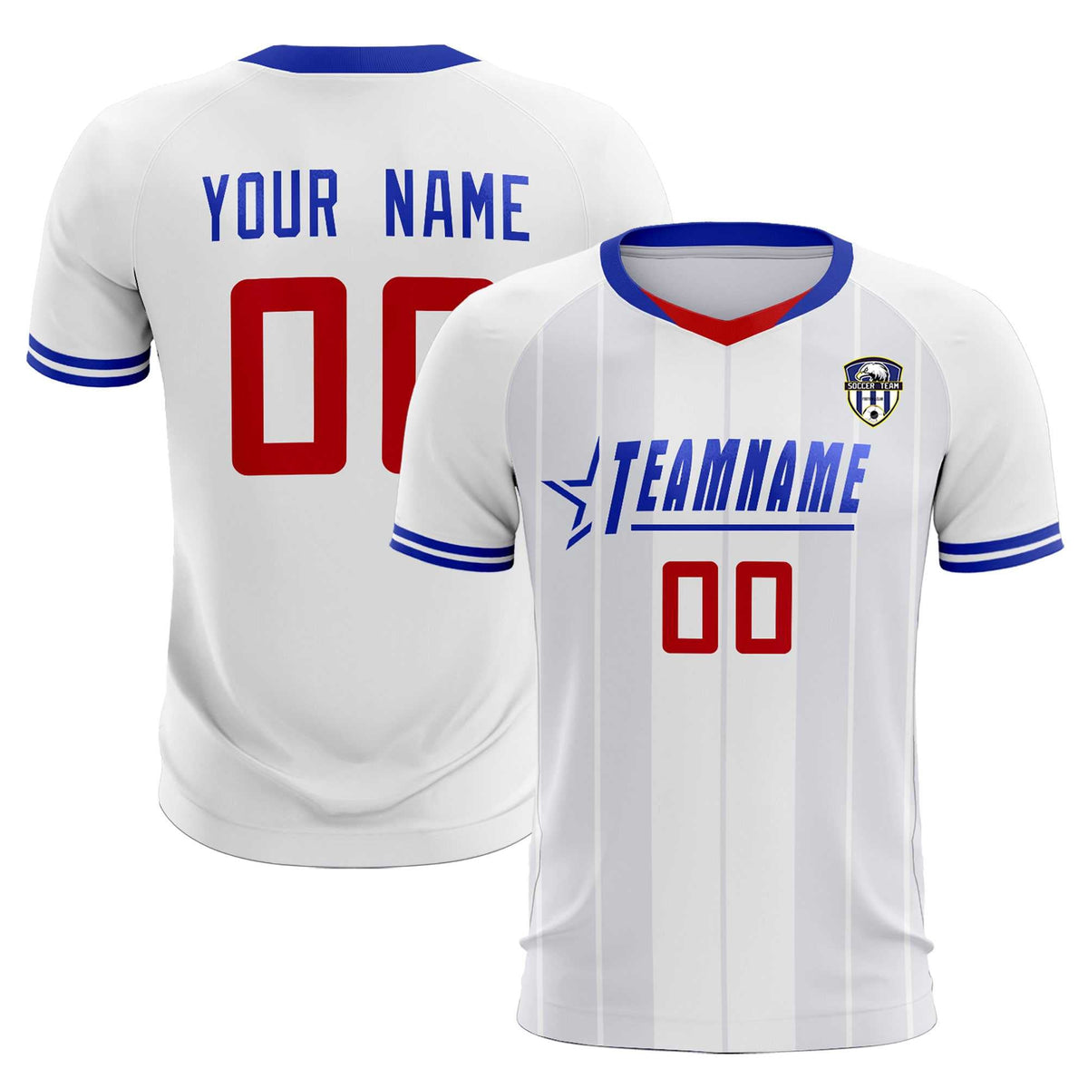 Custom White Classic Striped Personalized Football Kit Jersey