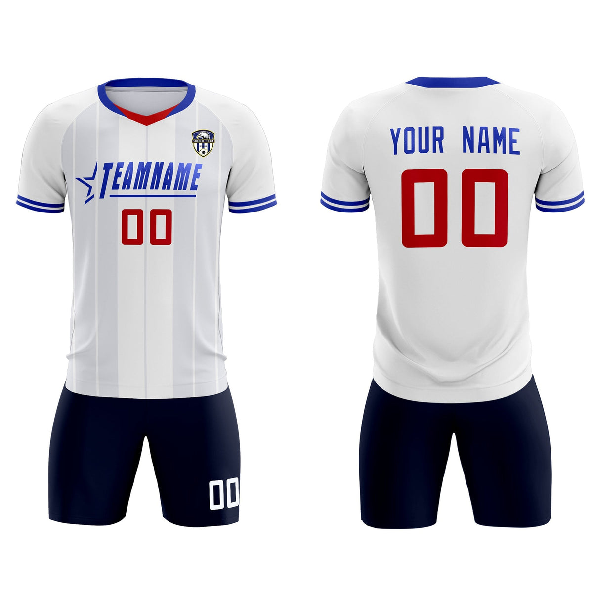 Custom White Classic Striped Personalized Football Kit Jersey