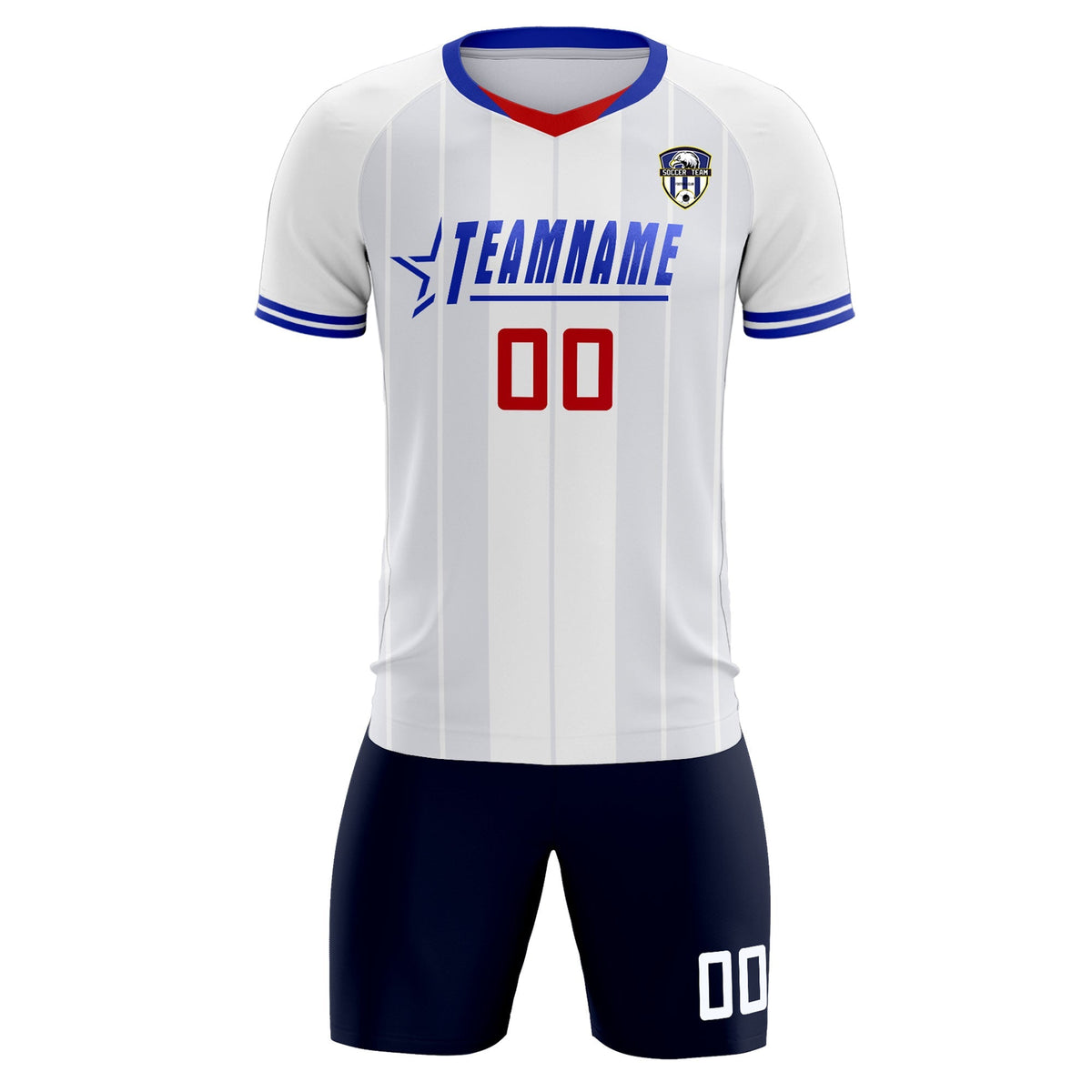 Custom White Classic Striped Personalized Football Kit Jersey