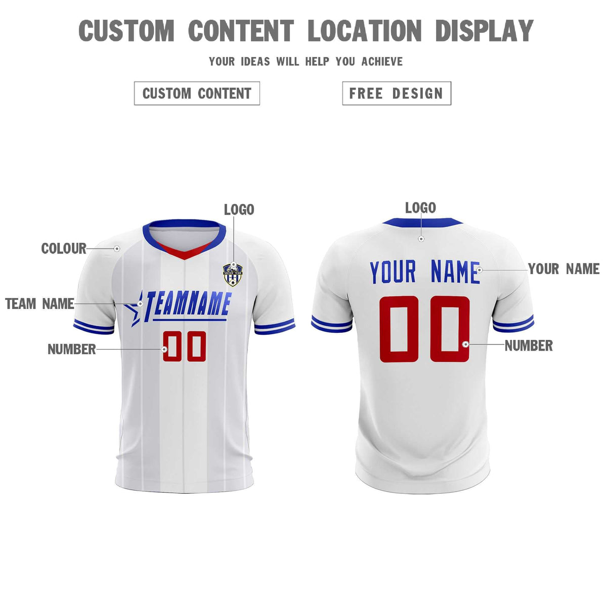 Custom White Classic Striped Personalized Football Kit Jersey