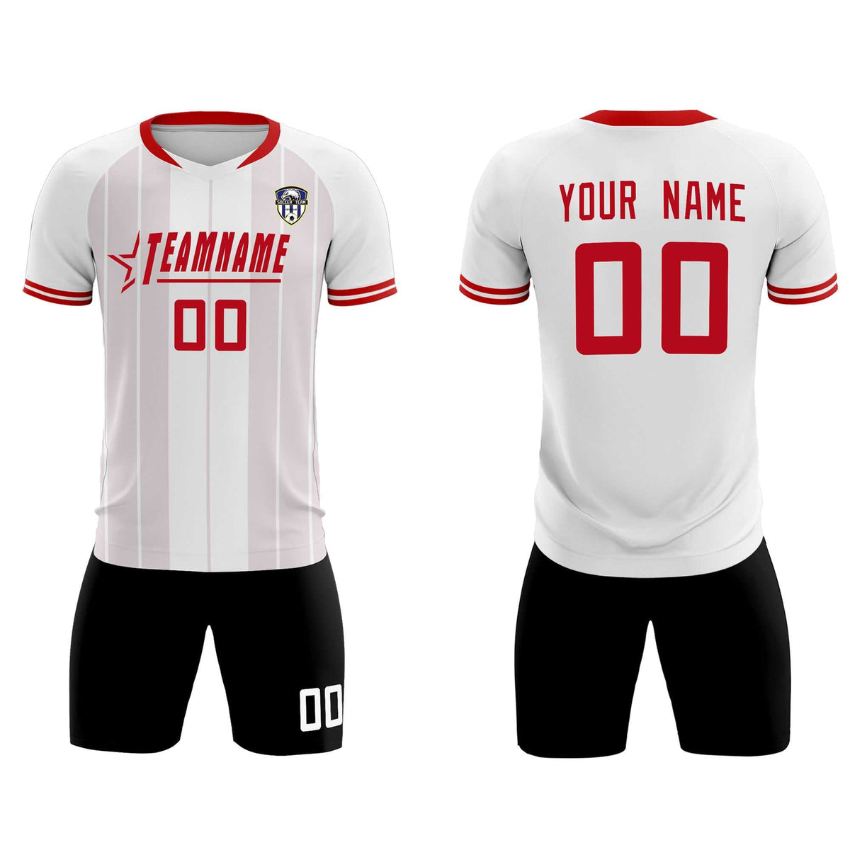 Custom White Classic Striped Personalized Football Kit Jersey