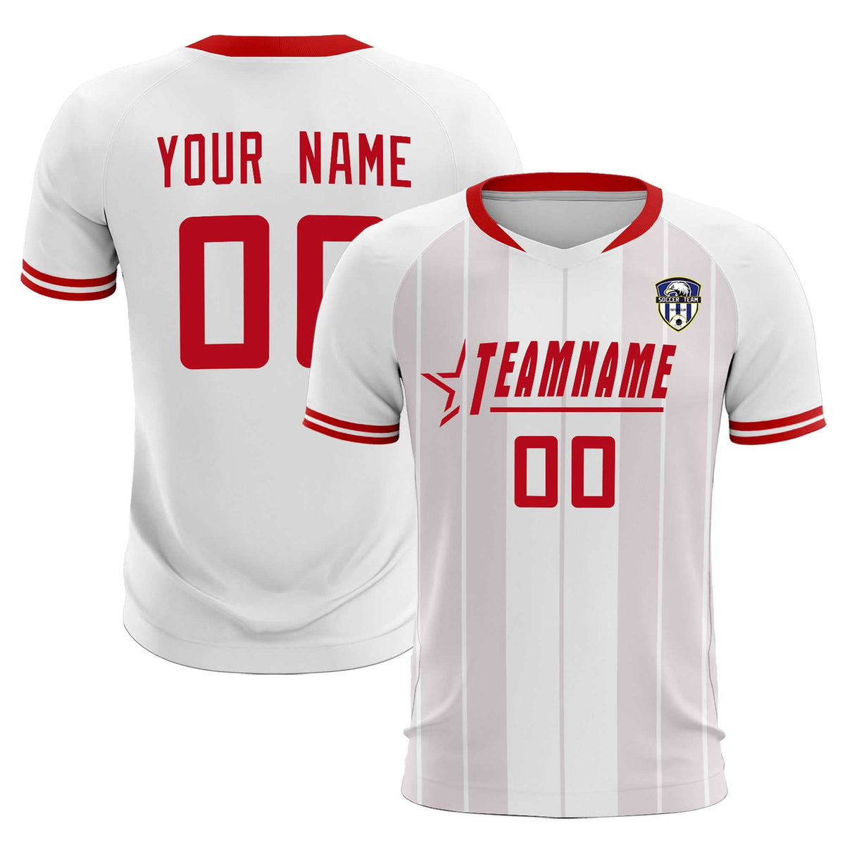 Custom White Classic Striped Personalized Football Kit Jersey