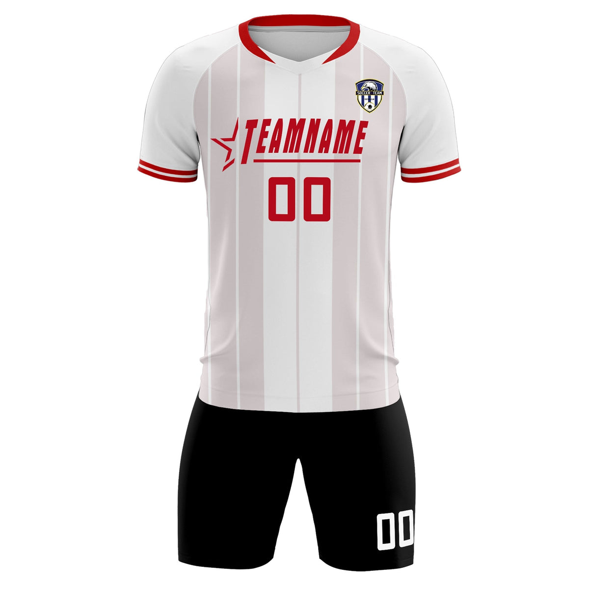 Custom White Classic Striped Personalized Football Kit Jersey