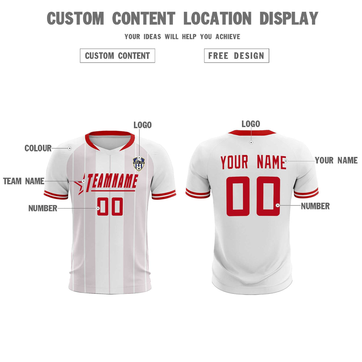 Custom White Classic Striped Personalized Football Kit Jersey