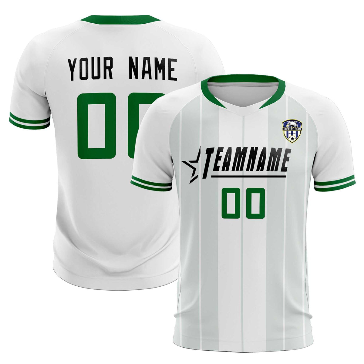 Custom White Classic Striped Personalized Football Kit Jersey