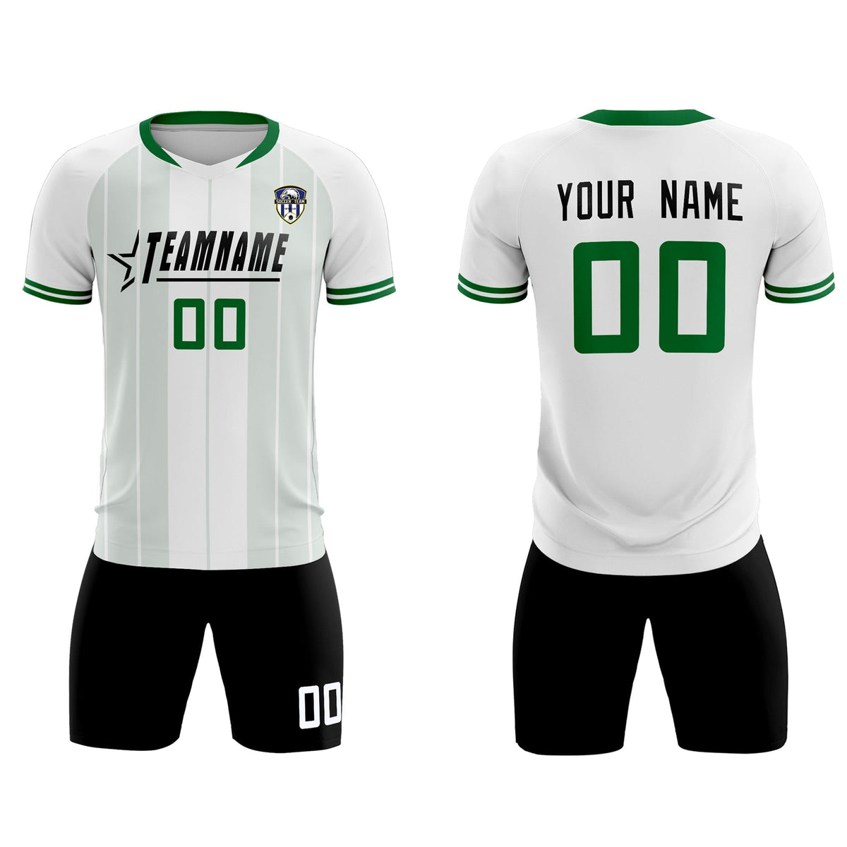 Custom White Classic Striped Personalized Football Kit Jersey
