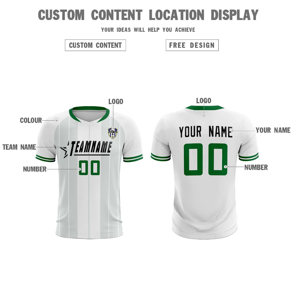 Custom White Classic Striped Personalized Football Kit Jersey