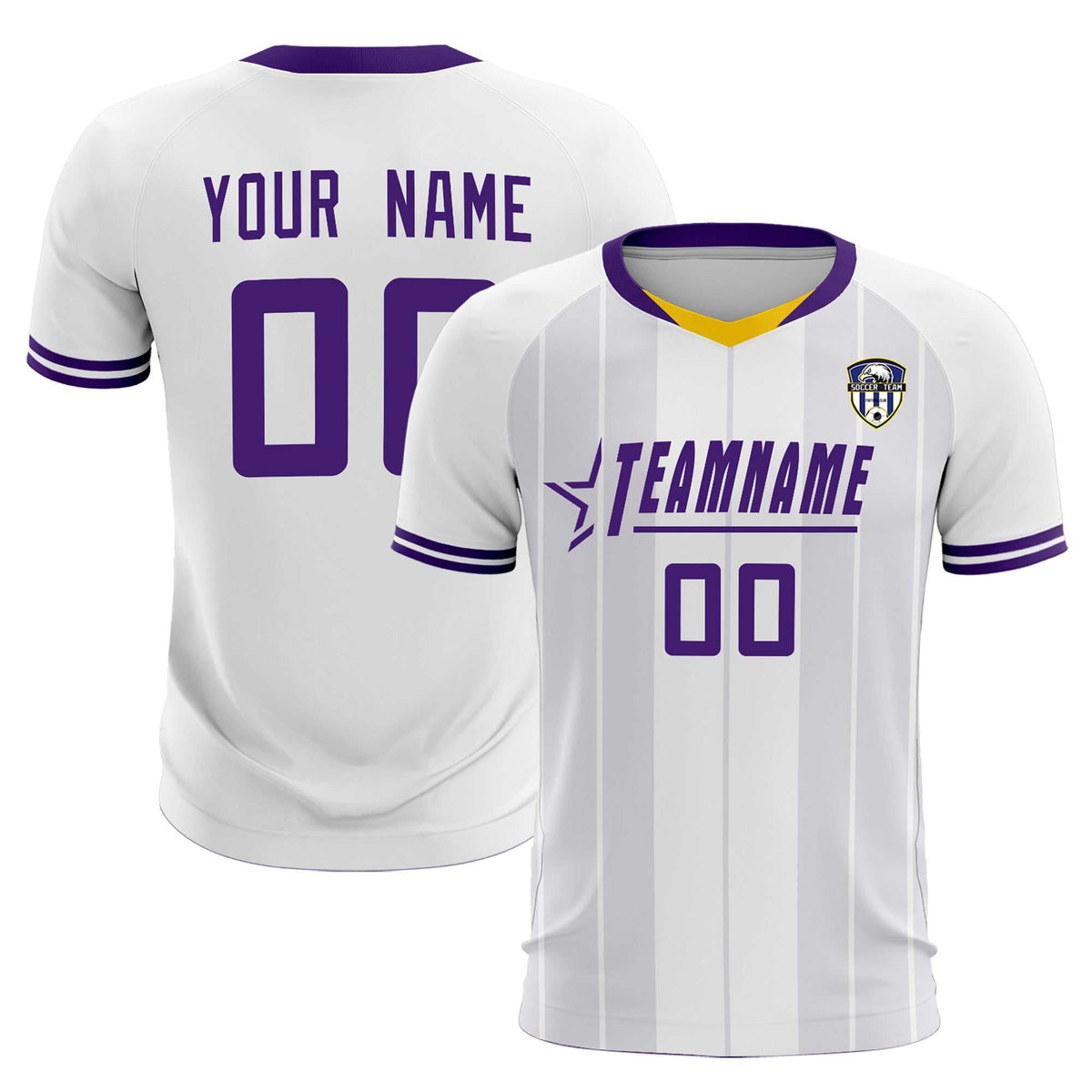 Custom White Classic Striped Personalized Football Kit Jersey
