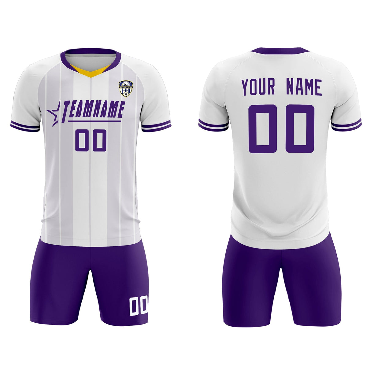 Custom White Classic Striped Personalized Football Kit Jersey