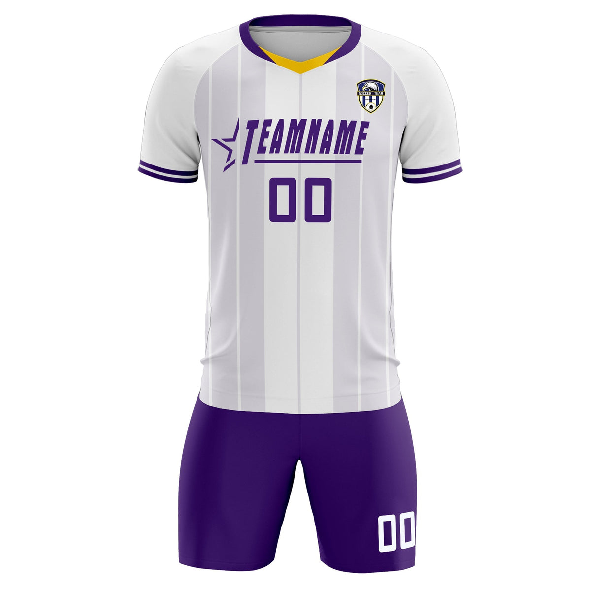 Custom White Classic Striped Personalized Football Kit Jersey