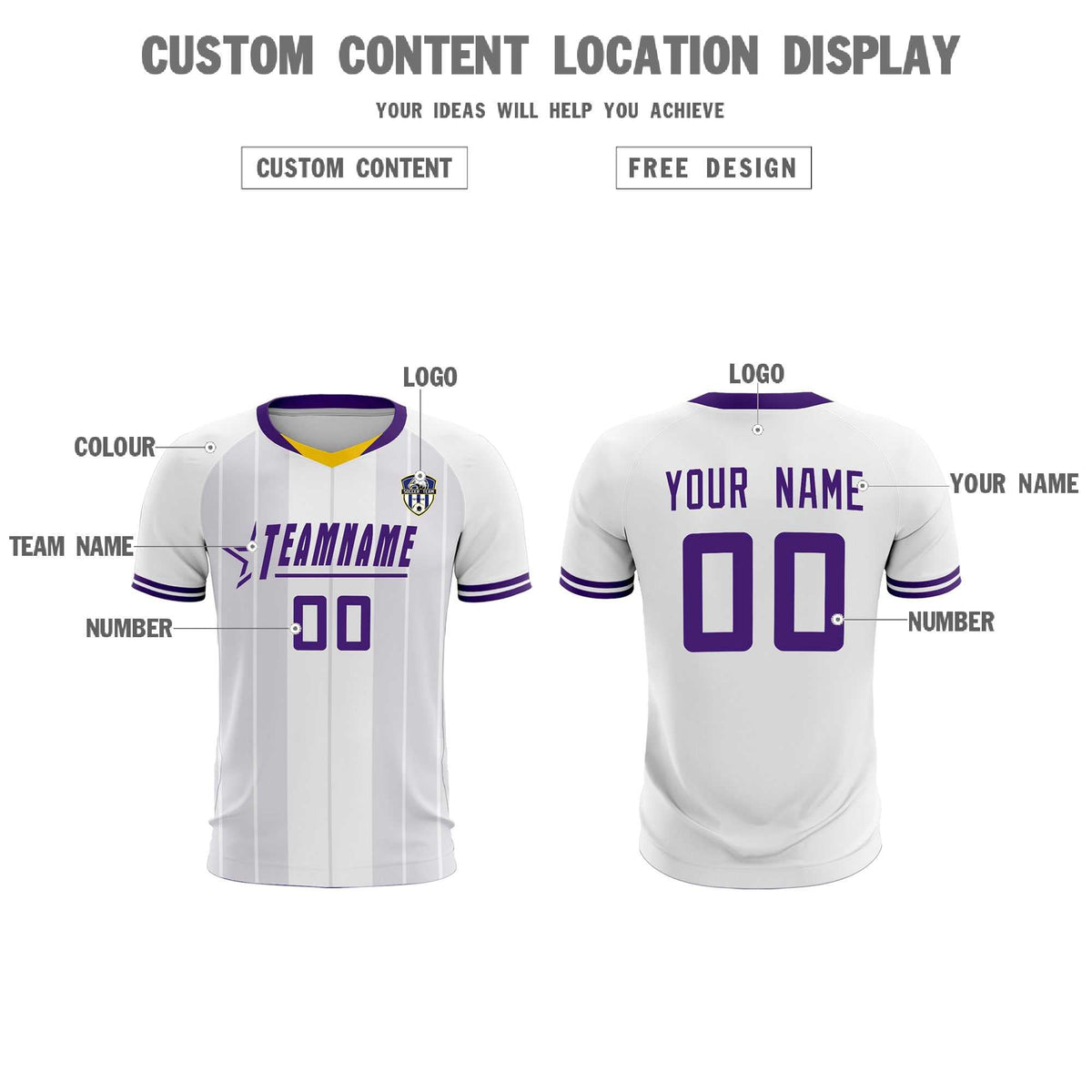 Custom White Classic Striped Personalized Football Kit Jersey
