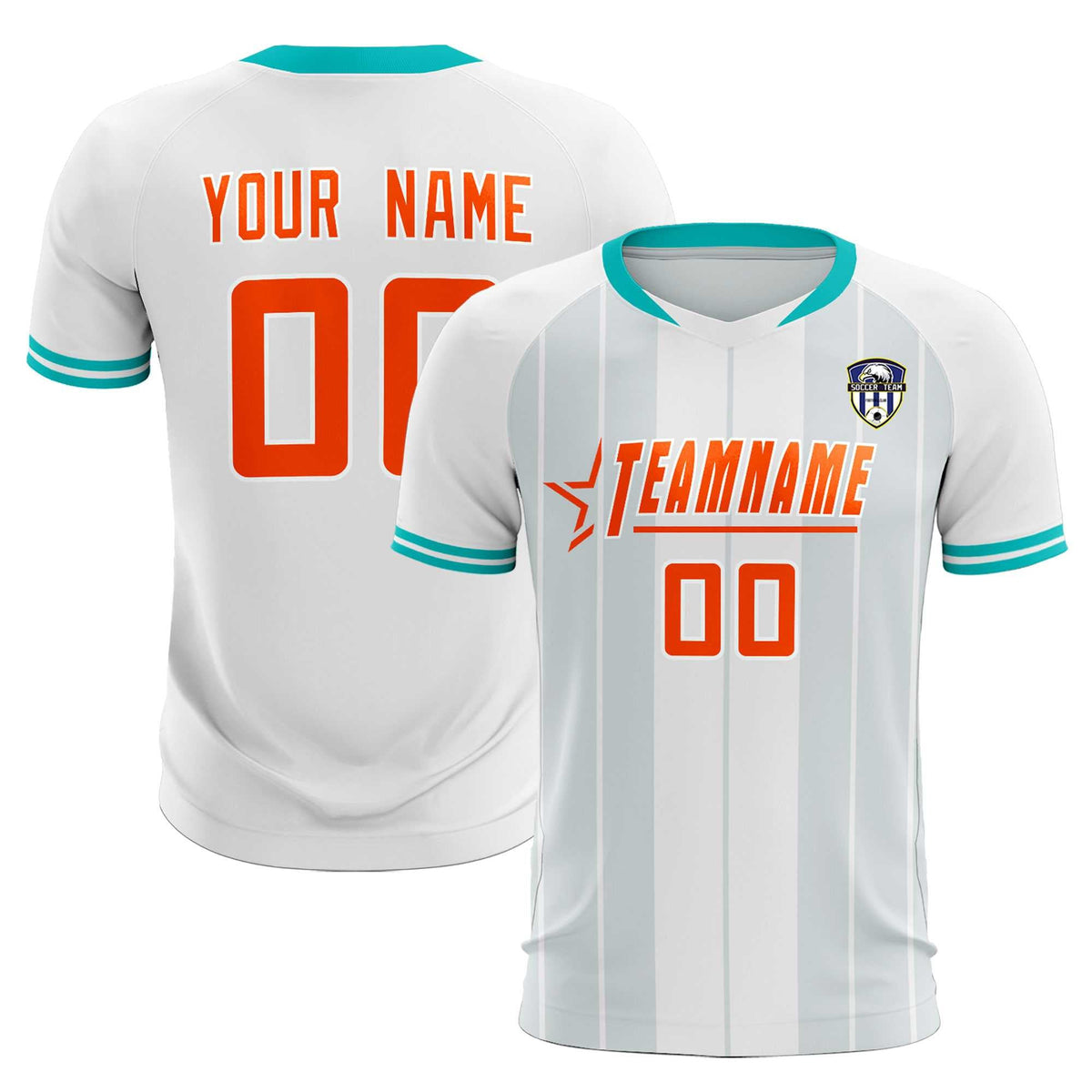 Custom White Classic Striped Personalized Football Kit Jersey