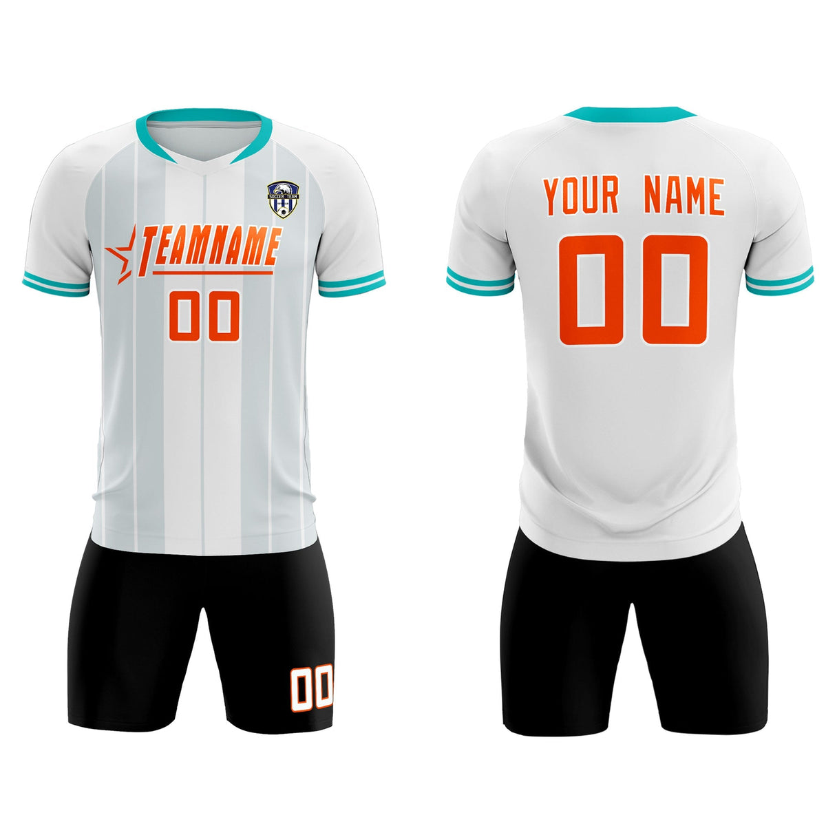 Custom White Classic Striped Personalized Football Kit Jersey