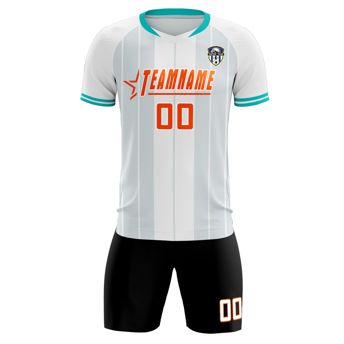 Custom White Classic Striped Personalized Football Kit Jersey