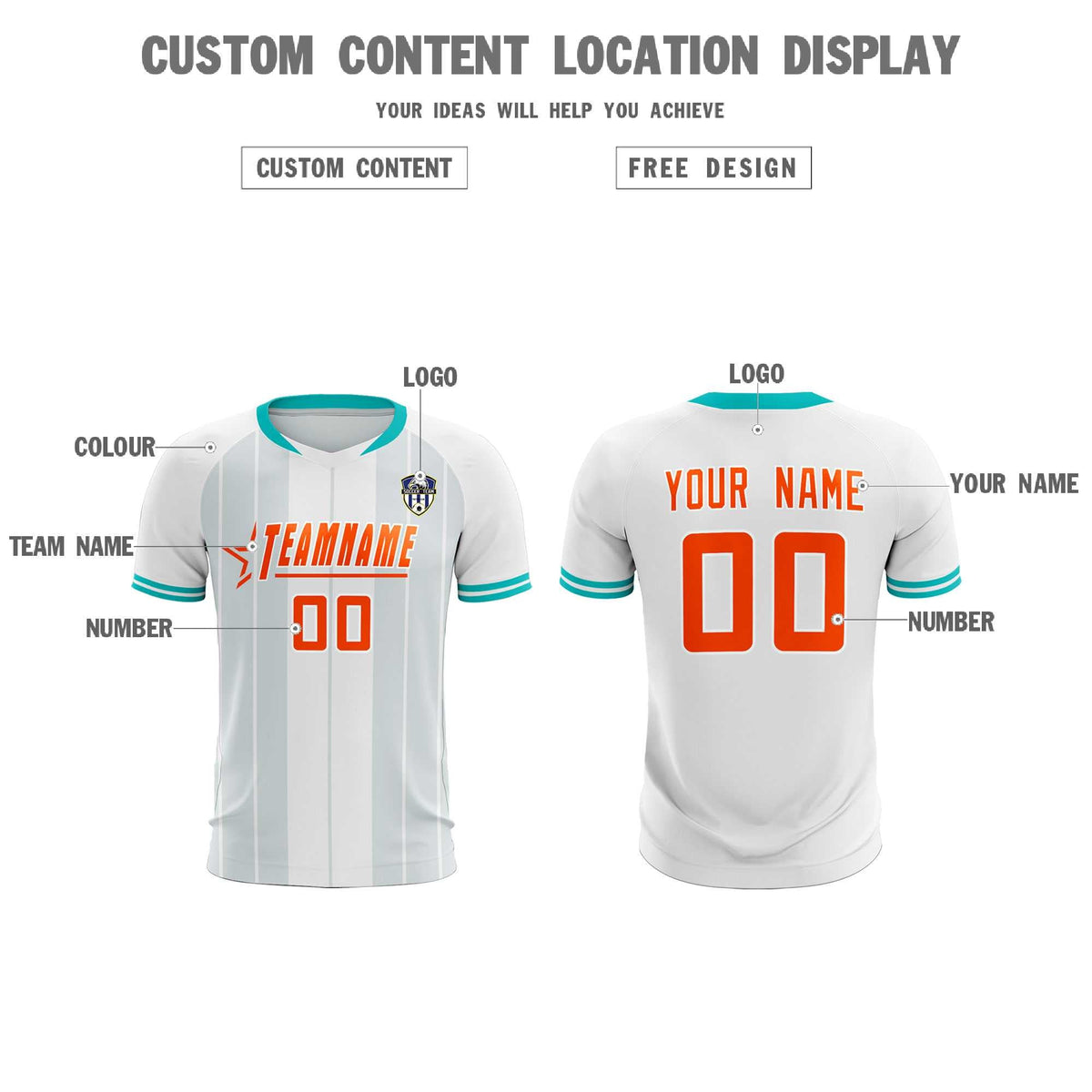 Custom White Classic Striped Personalized Football Kit Jersey