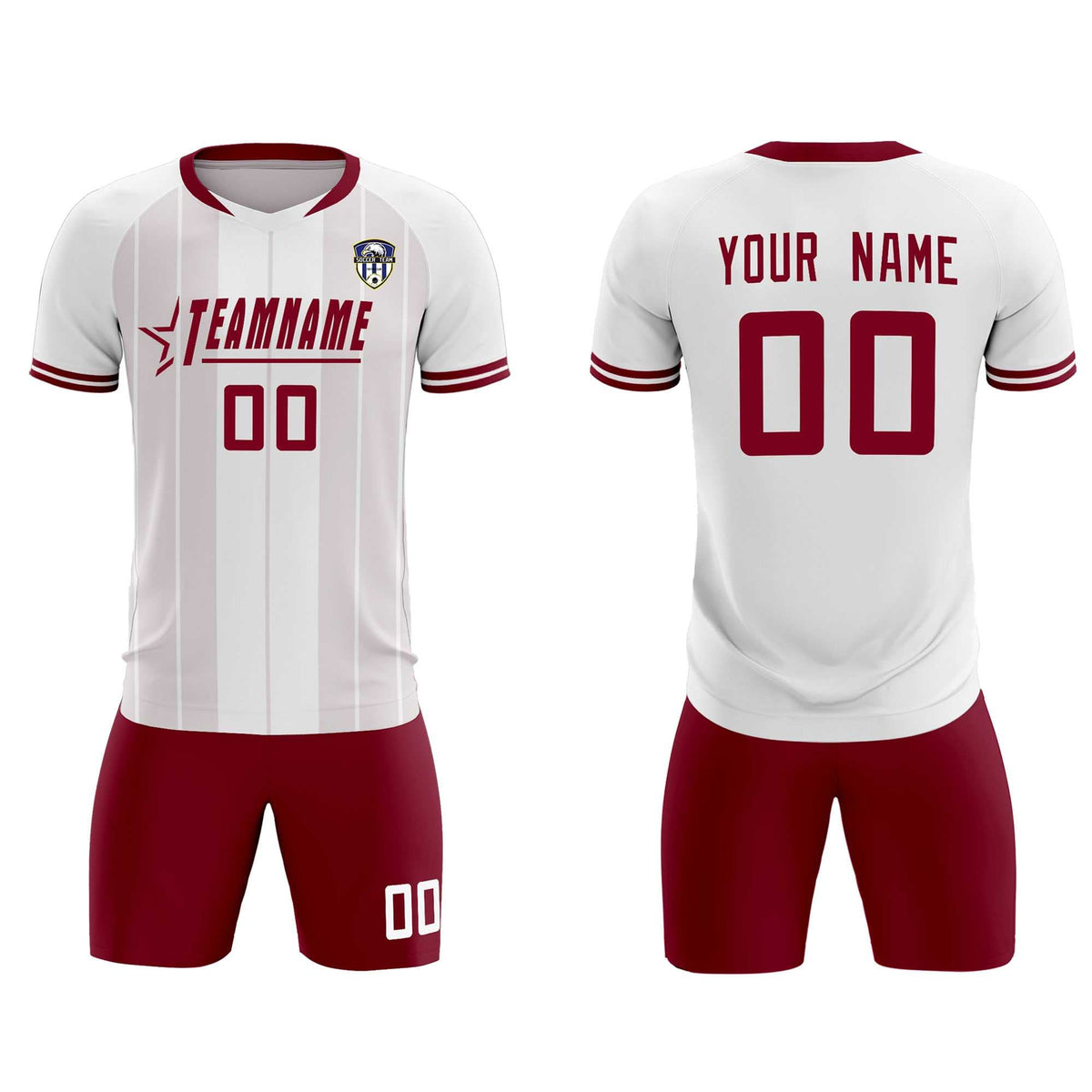 Custom White Classic Striped Personalized Football Kit Jersey