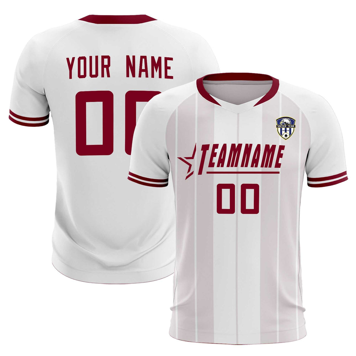 Custom White Classic Striped Personalized Football Kit Jersey