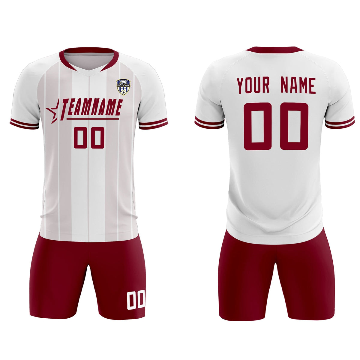 Custom White Classic Striped Personalized Football Kit Jersey