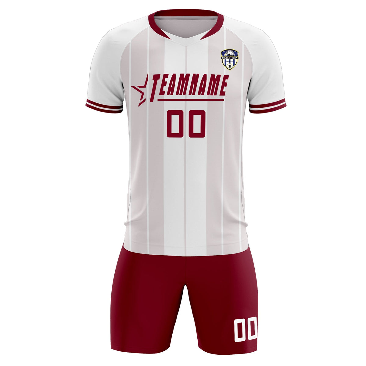 Custom White Classic Striped Personalized Football Kit Jersey