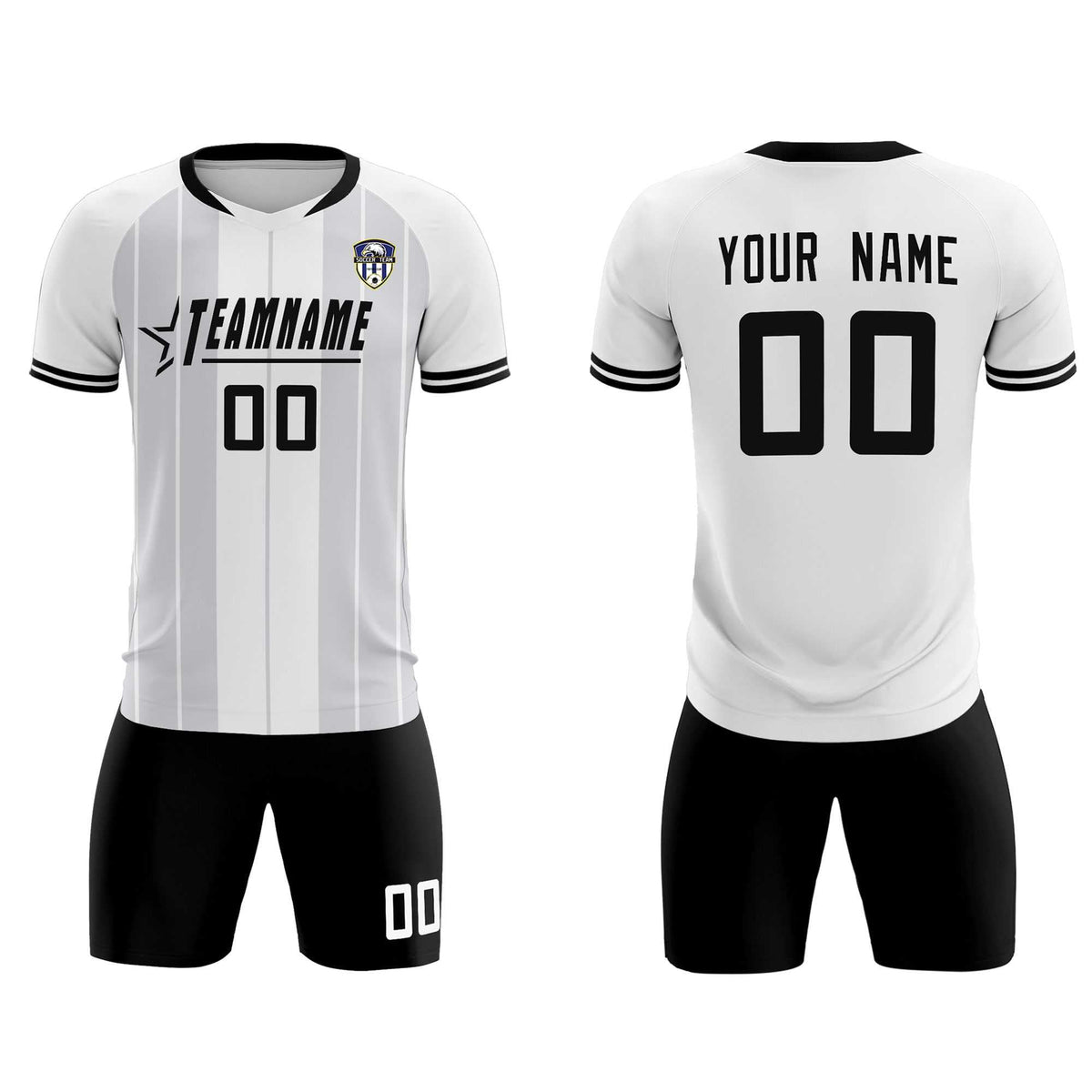 Custom White Classic Striped Personalized Football Kit Jersey