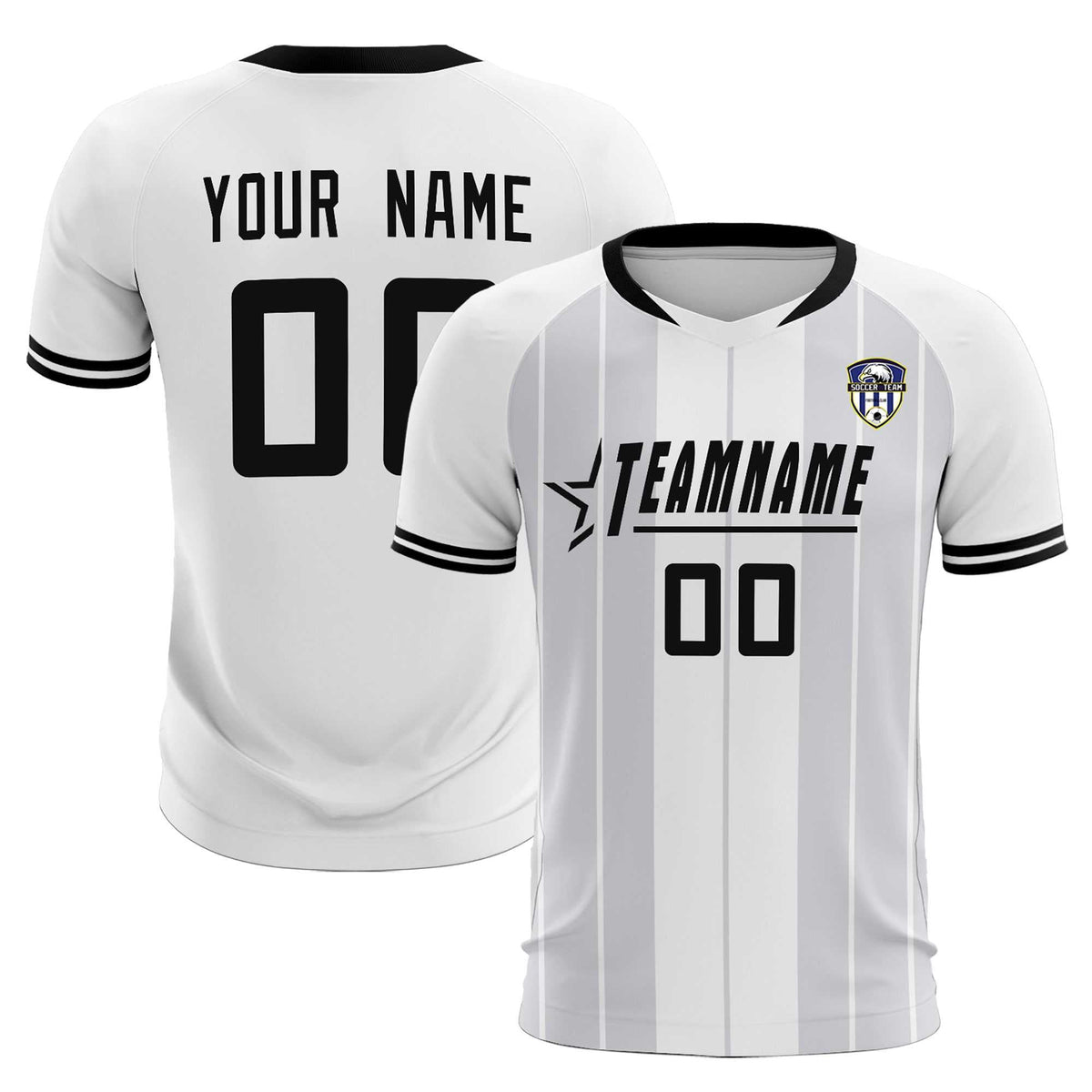 Custom White Classic Striped Personalized Football Kit Jersey