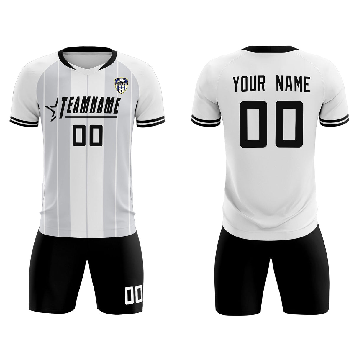 Custom White Classic Striped Personalized Football Kit Jersey
