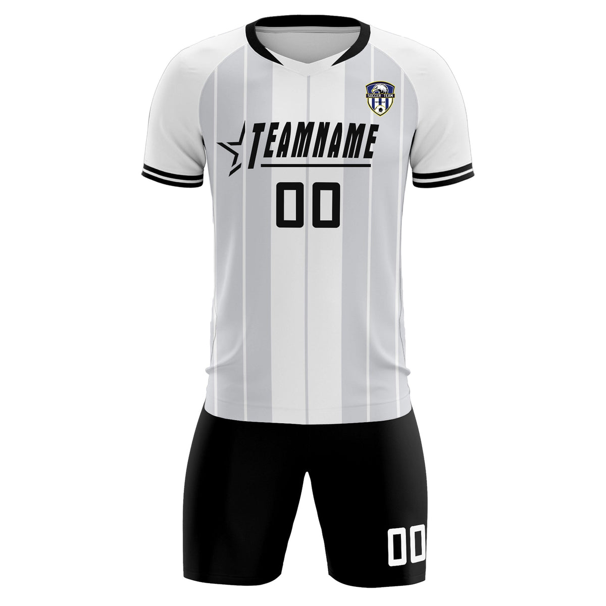 Custom White Classic Striped Personalized Football Kit Jersey