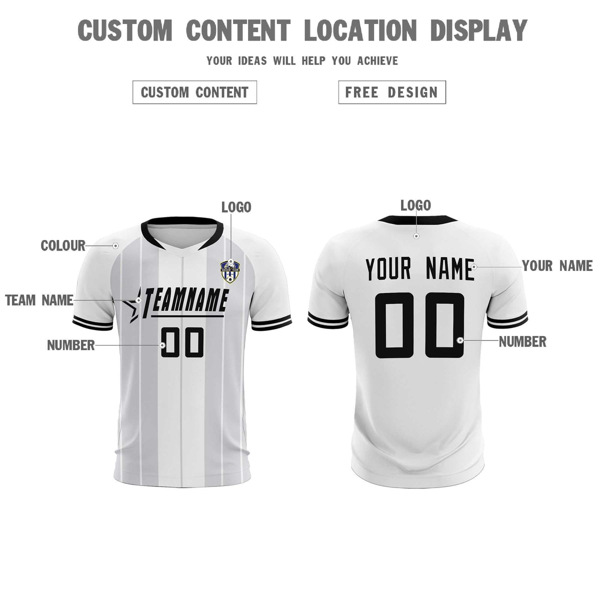 Custom White Classic Striped Personalized Football Kit Jersey