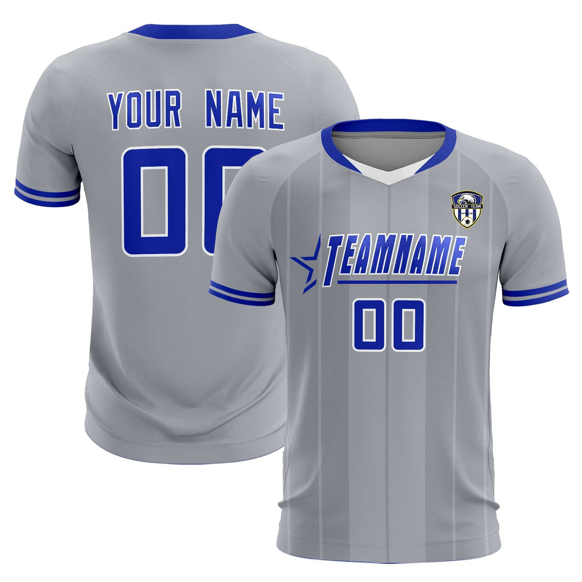 Custom Gray Classic Striped Personalized Football Kit Jersey