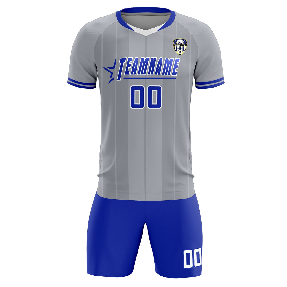 Custom Gray Classic Striped Personalized Football Kit Jersey