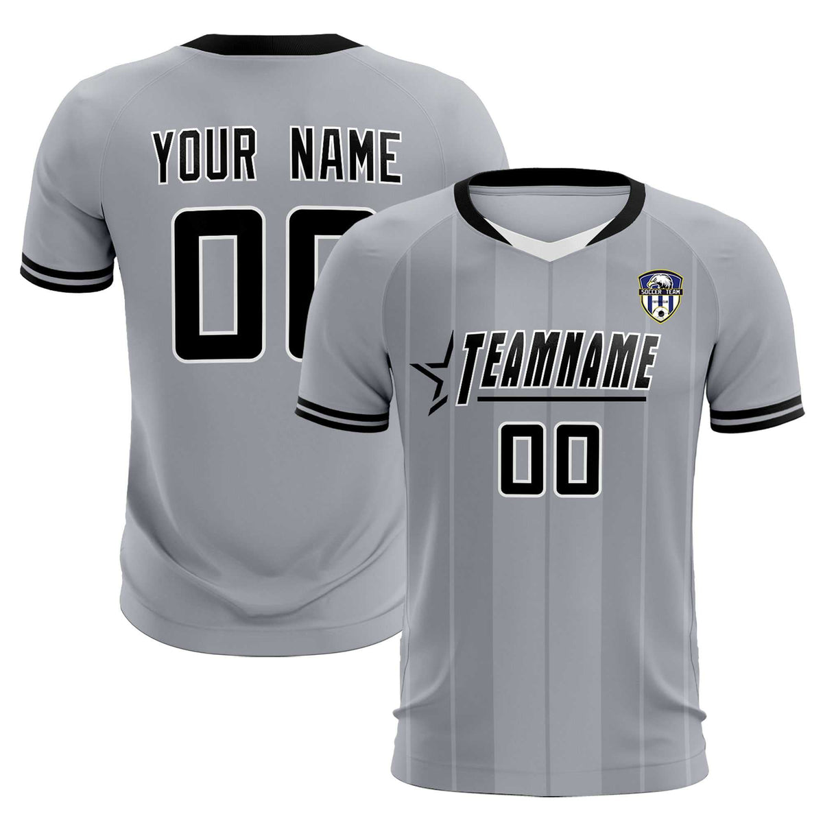 Custom Gray Classic Striped Personalized Football Kit Jersey
