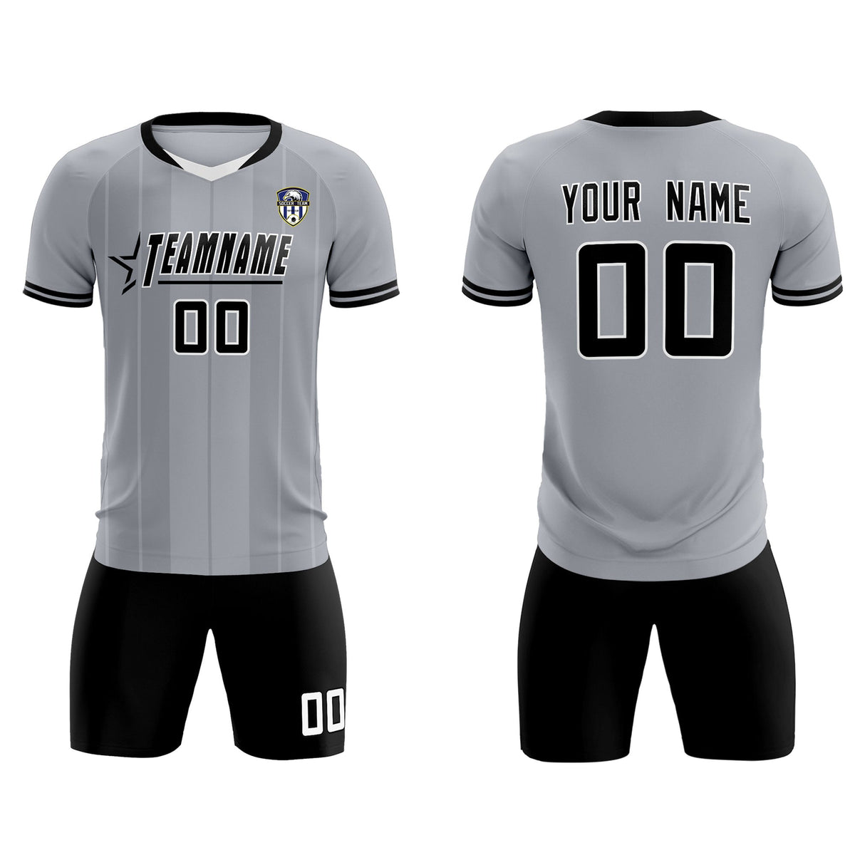 Custom Gray Classic Striped Personalized Football Kit Jersey