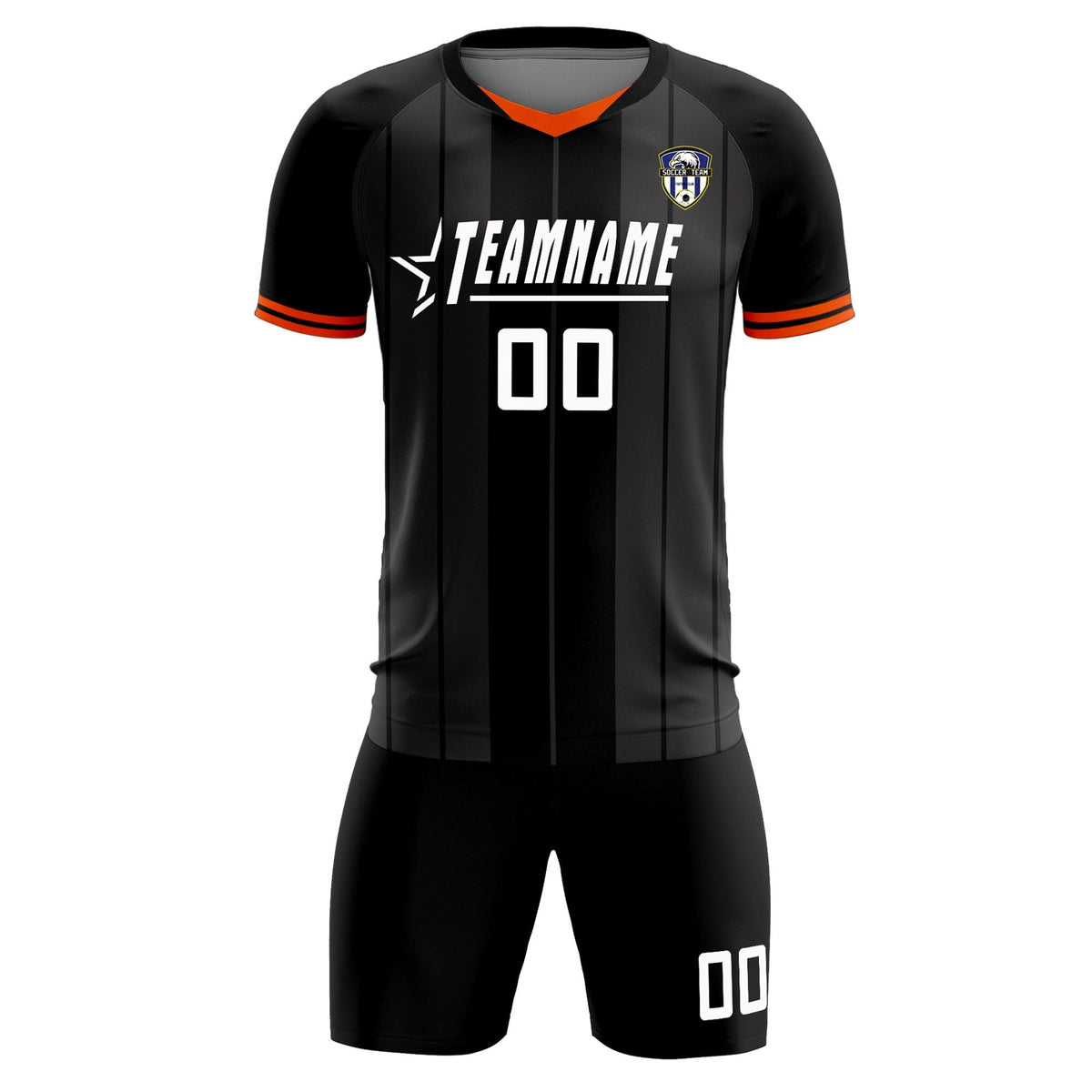Custom Black Classic Striped Personalized Football Kit Jersey