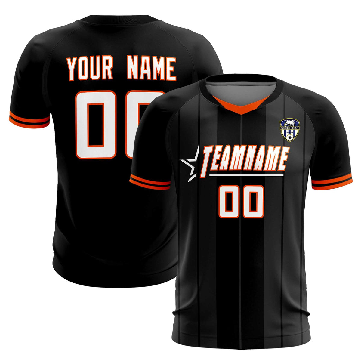 Custom Black Classic Striped Personalized Football Kit Jersey